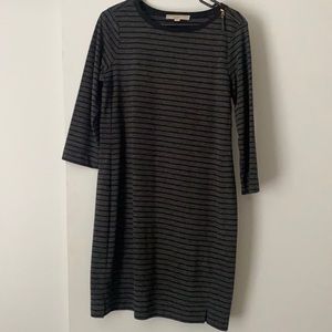 Loft Gray/Black Striped Dress EUC